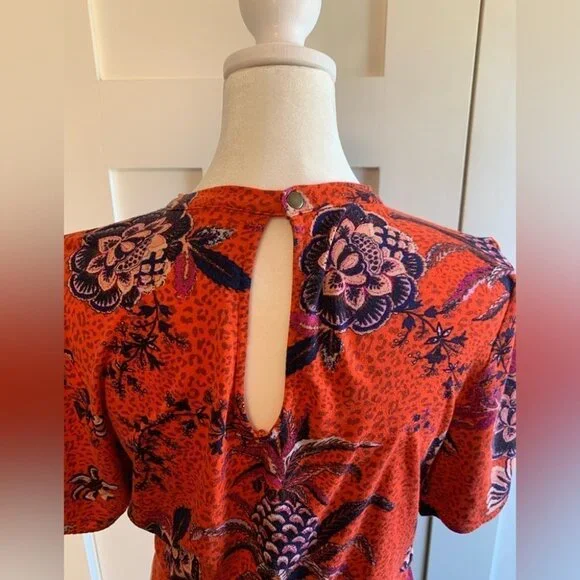 Free People Hear Me Roar Top Red Combo Size Large - Picture 8 of 11